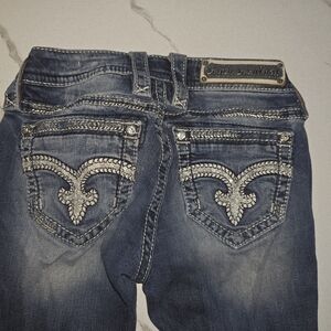 Rock Revival Blue Jeans with Silver Accents